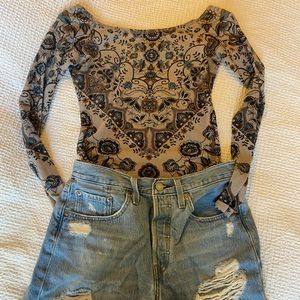 Urban Outfitters Fitted Boho Patterned Top
